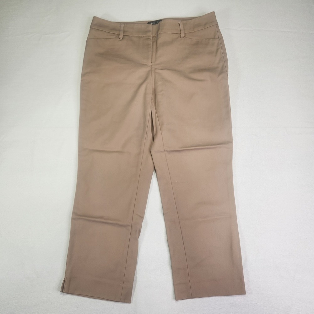 WHITE HOUSE BLACK MARKET Perfect Form Straight Crop Pants Khaki Size 6